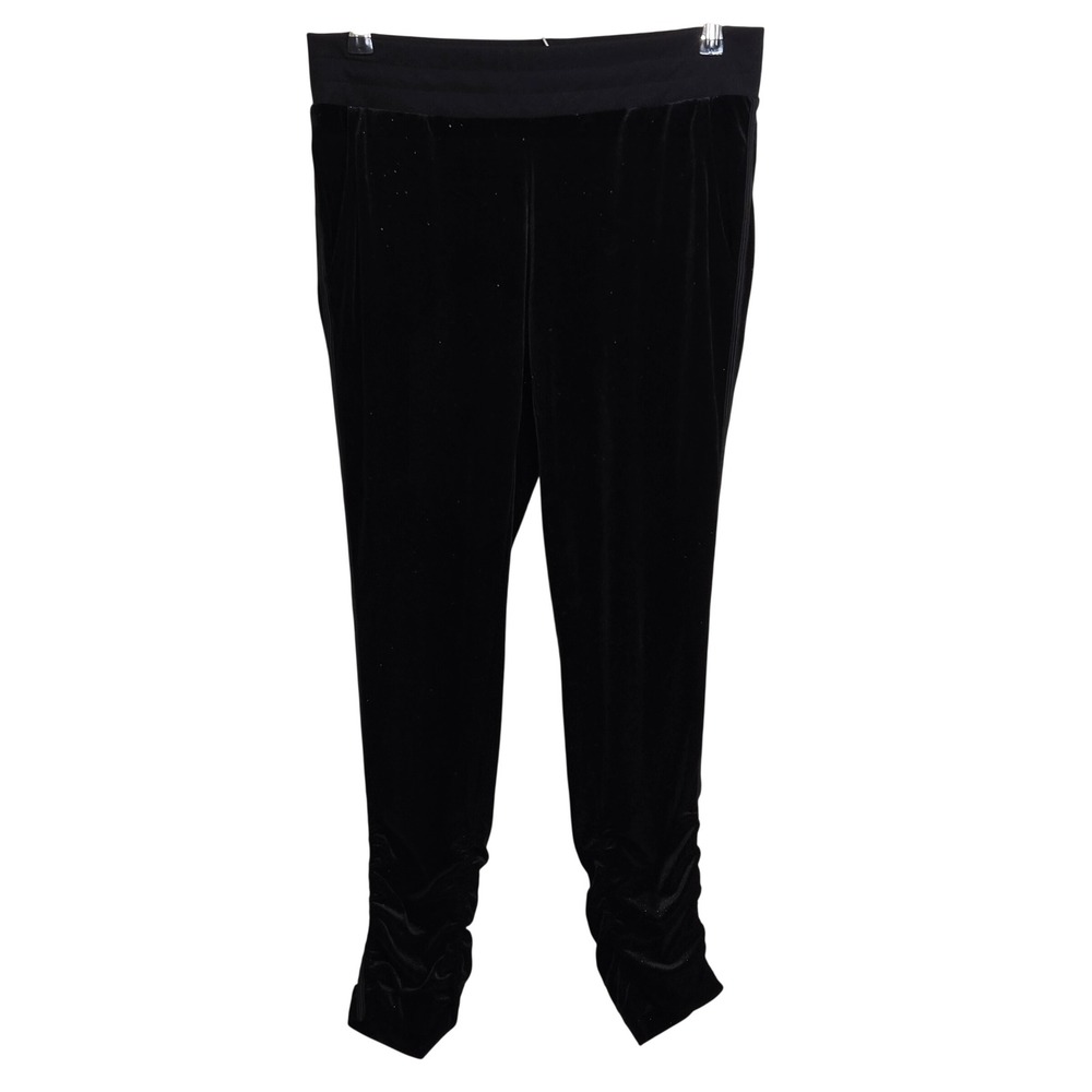 Juicy Couture Glitter Black Velour Track Pants Joggers Ruched Ankle Size M